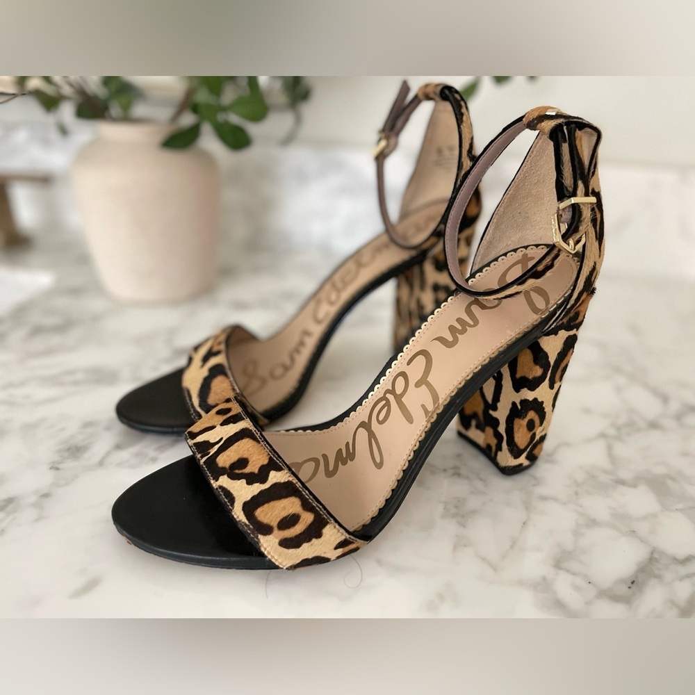 Sam Edelman Yaro Block Heel Cheetah Leapard Print Y2K Chunky Heels Size 8 - Picture 2 of 6